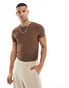 Фото #1 товара ASOS DESIGN muscle fit t-shirt in sheer texture with ringer detail