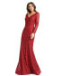 ფოტო #1 პროდუქტის Women's Embroidered Long Sleeve V Neck Trumpet Gown