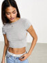 Фото #3 товара Miss Selfridge cap sleeve backless top in grey