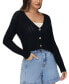 ფოტო #3 პროდუქტის Women's Cotton Pointelle Cropped Cardigan