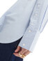 Stradivarius cotton shirt with button sleeve detail in blue stripe