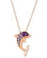 Фото #1 товара Le Vian strawberry Ombré Sapphire Dolphin Pendant Necklace (1/4 ct. t.w.) in 14k Rose Gold, 18" + 2" extender