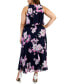 Фото #2 товара Plus Size Floral-Print Halterneck Maxi Dress