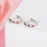 Elegant silver earrings with clear and red zircons E0000177