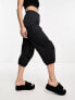 Weekday Thea capri cargo trouser in Black