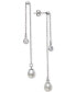 ფოტო #1 პროდუქტის Cultured Freshwater Pearl (6-7mm) & Cubic Zirconia Double Chain Drop Earrings in Sterling Silver, Created for Macy's