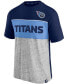 Фото #3 товара Men's Navy and Heathered Gray Tennessee Titans Colorblock T-shirt
