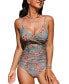 Фото #1 товара Women's Twist & Cut-Out Floral Tummy Control One-Piece