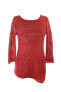 INC International Concepts Women's Scoop Neck Sequin Sweater Red S