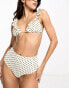 & Other Stories frill triangle bikini top in off white spot