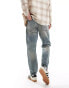 ASOS DESIGN tapered fit jeans in mid wash blue with tint Голубой, W29 L32 - фото #3