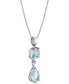 ფოტო #2 პროდუქტის Aquamarine (2-7/8 ct. t.w.) & Diamond Accent Double Drop 18" Pendant Necklace in Sterling Silver