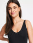 Фото #6 товара Miss Selfridge 2 pack sleeveless voop neck bodysuit in black and white