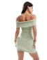 Фото #7 товара ASOS DESIGN bardot frill detail mini dress in sage green