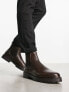 Фото #1 товара Walk London Sean chunky chelsea boots in brown leather