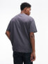 Topman premium oversized fit t-shirt with painted mushroom print in charcoal M - фото #3