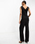 Closet London Tall cowl neck satin jumpsuit in black