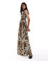 JDY shirred top maxi dress in leopard print