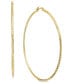 ფოტო #1 პროდუქტის Extra Large Gold Plated Textured Large Hoop Earrings