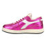Фото #3 товара Diadora Mi Basket Row Cut Metallic Used Lace Up Womens Pink Sneakers Casual Sho