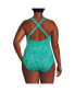 Plus Size Chlorine Resistant X-Back High Leg Soft Cup Tugless Sporty One Piece