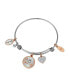 ფოტო #1 პროდუქტის Cubic Zirconia Heart and Bezel, Mother of Pearl Inlay Flower and Silver-Plated Grandma Bangle Bracelet