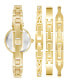 ფოტო #3 პროდუქტის Women's Gold-Tone Alloy Bangle with Crystal Accents Fashion Watch 37mm Set 4 Pieces