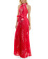 Women's Floral-Print Pleated Gown
