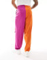 ASOS DESIGN smart co-ord colour block barrel leg trouser in orange and pink