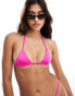 ASOS DESIGN micro triangle bikini top in hot pink Розовый, 46 - фото #3