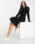 Brave Soul Tall eddie knitted dress with slit in black