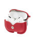 Red Leather AirPods Case with Silver-Tone Snap Closure and Carabiner Clip