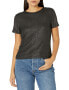 Фото #1 товара PAIGE Women's Lor tee Crew Neck Ribbed Fabric Fitted Black/Silver Size XS