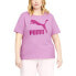 Фото #1 товара Puma Classics Logo Crew Neck Short Sleeve T-Shirt Plus Womens Purple Athletic Ca
