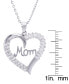ფოტო #2 პროდუქტის Cubic Zirconia Mom Heart Pendant 18" Necklace in Silver Plate