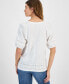 ფოტო #2 პროდუქტის Women's Cotton Split-Neck Puff-Sleeve Top
