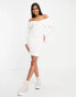 Фото #4 товара Miss Selfridge foldover rib knit mini dress in ivory