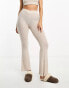 Boux Avenue Leila rib v waistband flare trouser in stone