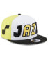 ფოტო #1 პროდუქტის Men's White, Black Utah Jazz Back Half 9FIFTY Snapback Hat