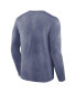 ფოტო #3 პროდუქტის Men's Heather Deep Sea Blue Distressed Seattle Kraken Keep The Zone Long Sleeve T-shirt