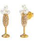 Фото #1 товара Gold-Tone Crystal & Imitation Pearl Champagne Stud Earrings