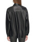 Фото #2 товара Women's Zip-Front Faux-Leather Long-Sleeve Shirt