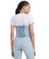 Фото #2 товара Women's Strapless Zip-Front Denim Top