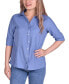 ფოტო #1 პროდუქტის Petite Long Sleeve Button-Front Blouse