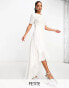 Beauut Petite Bridal embellished 2 in 1 dress with high low hem in ivory