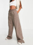 Reebok high waisted wide leg trousers in taupe brown