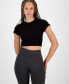 Фото #6 товара Women's Cropped Rib-Knit T-Shirt, Created for Macy's