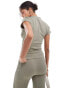 Фото #3 товара Vila stretch ruched side drop shoulder top co-ord in taupe