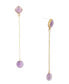 Chained Up Genuine Purple Amethyst Golden Bronze Kite Drop Earrings