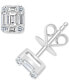 ფოტო #1 პროდუქტის EFFY® Diamond Round & Baguette Cluster Stud Earrings (3/4 ct. t.w.) in 14k White Gold